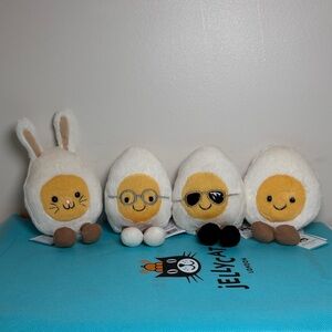 Jellycat Boiled Egg Set of 4 Boiled Egg Bunny Geek Chic Happy NWT US Seller
